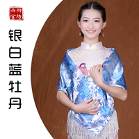 Серебряный белый и синий пион