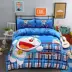 Phim hoạt hình cotton Doraemon bốn mảnh kiểu công chúa cotton 1,5 m 1,8m ga trải giường bằng vải lanh cho trẻ em chăn gối Bộ đồ giường bốn mảnh