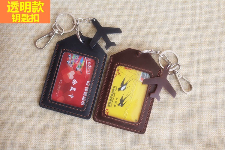 Handmade thẻ da xe buýt bảo vệ bìa thẻ phim hoạt hình giao thông thẻ set key ring dây buộc thẻ gạo thẻ truy cập giấy chứng nhận bộ