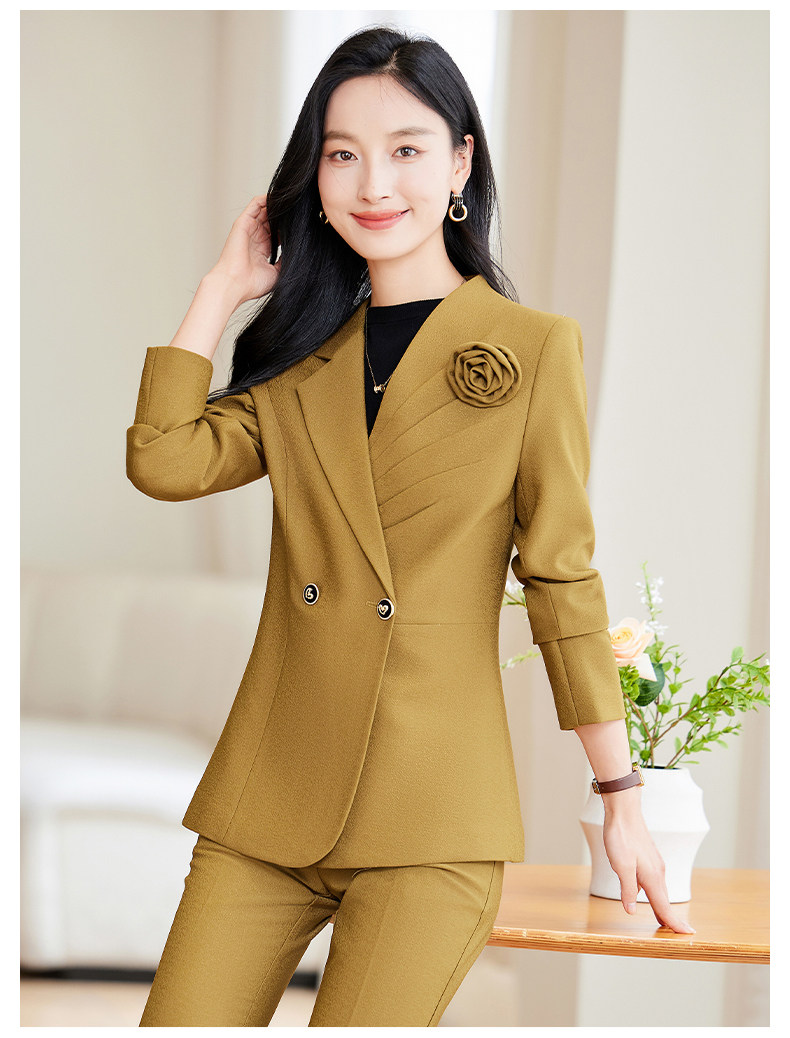 パンツセットアップ フラワーコサージュ付きダブルテーラードジャケットパンツセットアップ