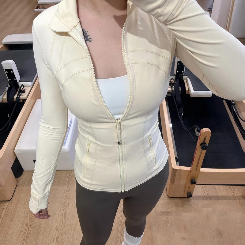 L Brand Define Series Moisture-Wicking Nulu Women's Sports Jacket Black Gold Yoga Top Slim Fit Stand Collar Coat