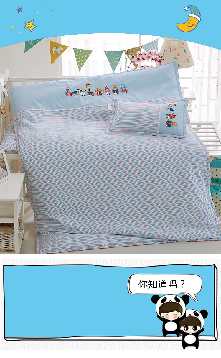 Mẫu giáo quilt ba mảnh thiết lập với lõi mùa xuân và mùa hè bé trẻ em bộ đồ giường cotton bé nap quilt chần bốn mùa