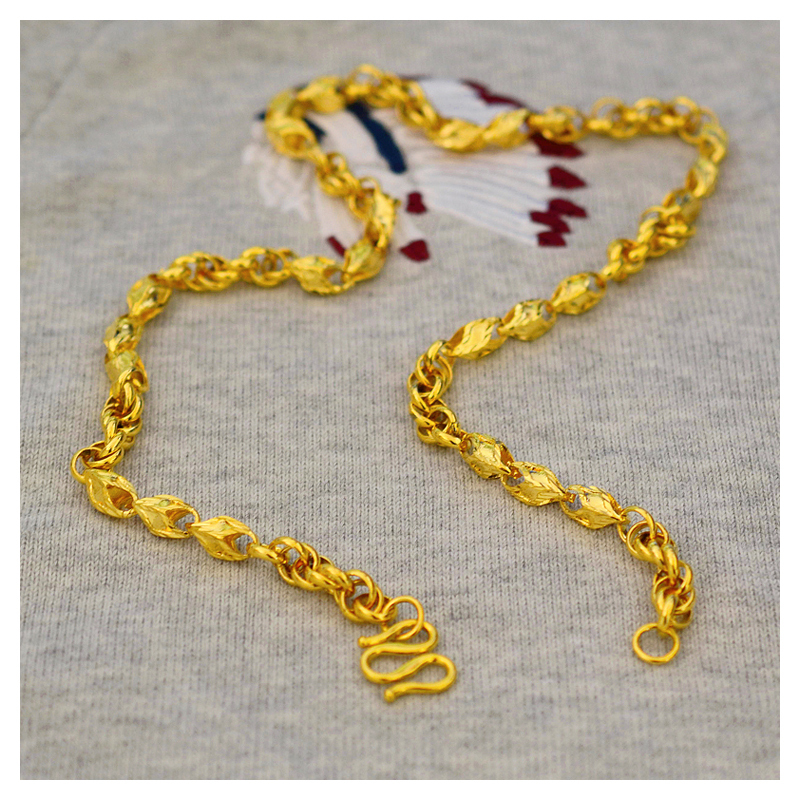 Gold-Plated Vietnamese Sand Gold Necklace, Non-Fading, Imitation Gold, Fake Gold Chain, Hollow Twist Chain, Melon Seed Chain, Men's Jewelry, Women's Jewelry