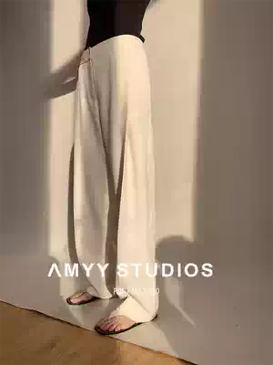 Shen million AmyyStudios imported series woven texture gloss ji simple style fashionable sense of wide-leg trousers