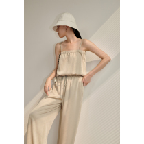 Amyy Studios classic twill acetic acid fabric capable high waist and simple design hanging H-shaped jumpsuit