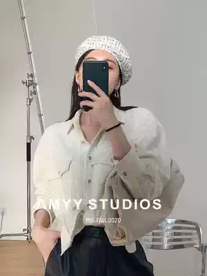 Shen million AmyyStudios autumn and winter imported series tweed woven profile fashionable shirt jacket