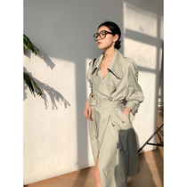 Amyy Studios complex craft removable double collar elegant micro wrinkle texture windbreaker two colors