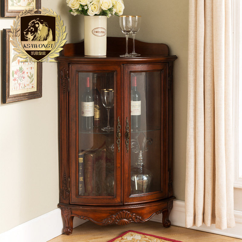 American Solid Wood Triangle Cabinet Corner of European - style Wall Cabinet - shaped Cabinet corner glass cabinet