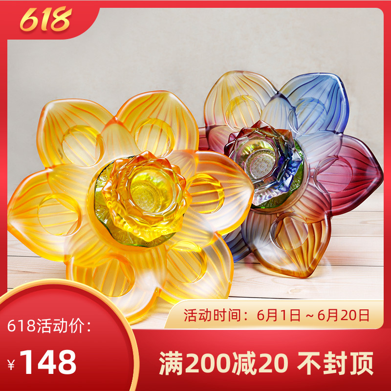 Glazed Seven Colors Seven Stars Lotus seat ghee lamp holder Home for the Buddha Changming lamp table wax candle Tavern front for the lamp