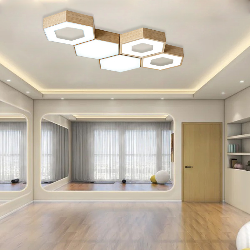 Hexagonal Splicing Yoga Studio Honeycomb-Shaped Light Gym Internet Cafe Office Chandelier Hexagonal Commercial Lighting Fixtures