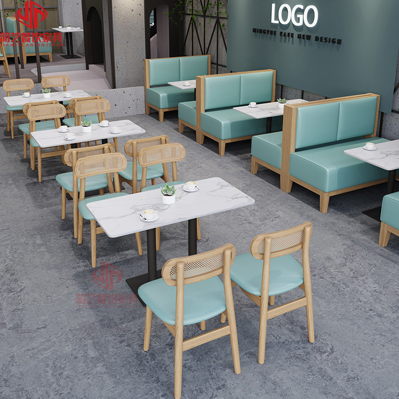 Customized themed restaurant wall card sofa hot pot shop dessert shop sweet shop dairy tea shop rock table and chair combination