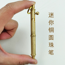 Mini Ballpoint Pen Creative Pocket Keychain Brass Pen Engraving 0 7mm Black Blue Refill Metal Pen