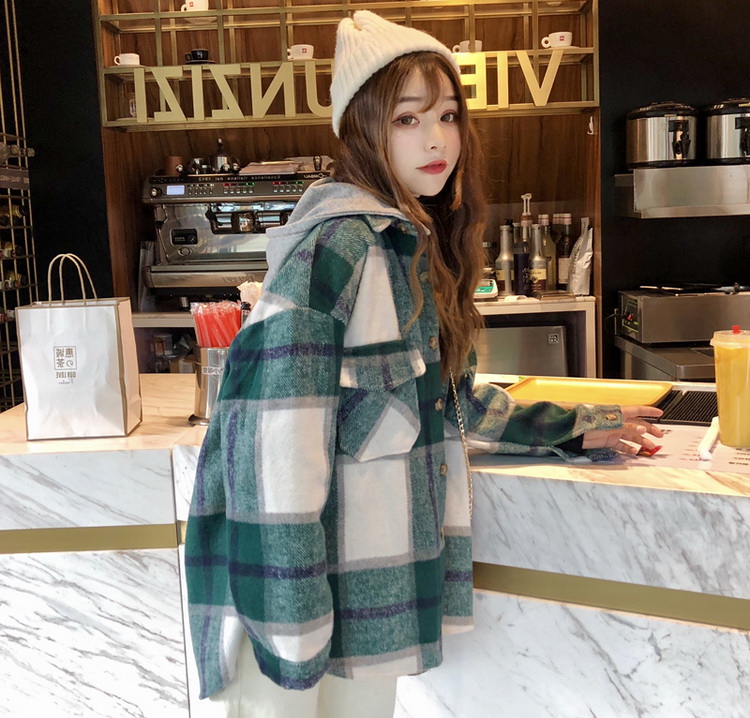 Áo len lông cừu kẻ sọc phong cách Harajuku 2018 mùa thu đông mới của phụ nữ phiên bản Hàn Quốc của áo len dài trùm đầu ao khoac nu