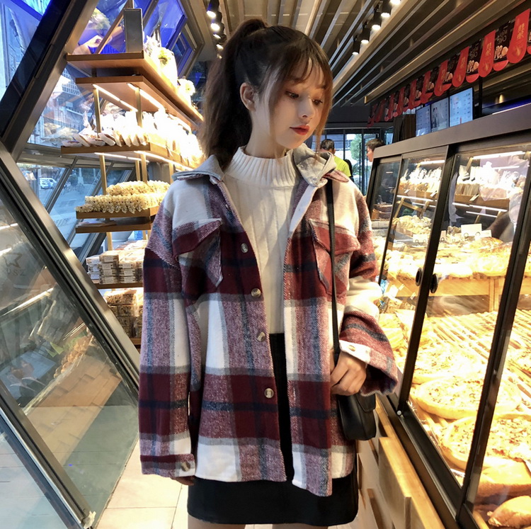 Áo len lông cừu kẻ sọc phong cách Harajuku 2018 mùa thu đông mới của phụ nữ phiên bản Hàn Quốc của áo len dài trùm đầu ao khoac nu
