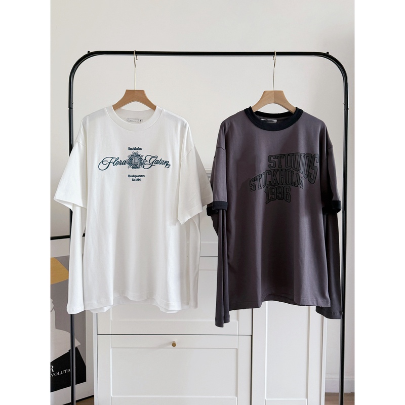 Trade Order! Nordic Niche Early Autumn New 1996 Series Unisex Loose Fake Two-Piece Long-Sleeve T-Shirt