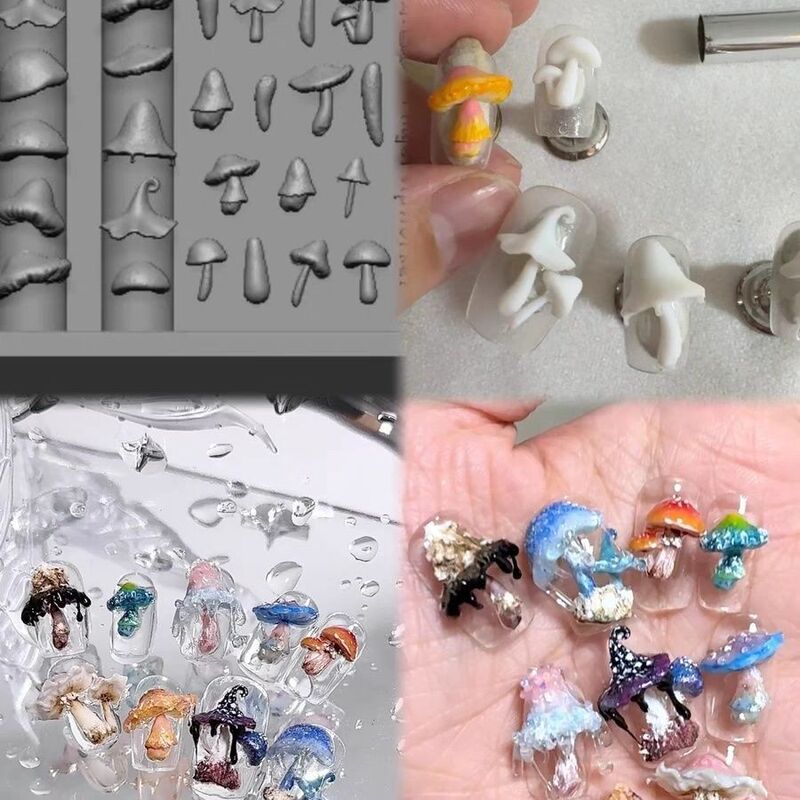 New Mushroom-Themed Wearable Accessories, Handmade DIY Nail Art, Creative Mushroom Nail Art, Cute Molds, Shipped Within Days