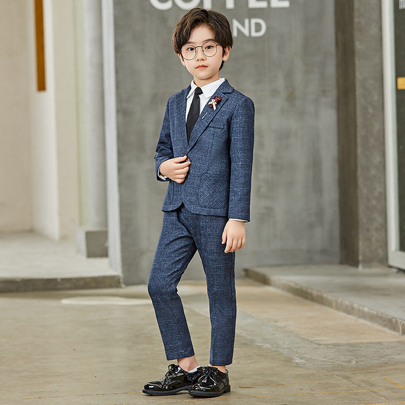 2021 Fall Boy Han Version Pure Color Small Suit New Boy Flowers Child Wedding Host Performance Gown Suit Tide