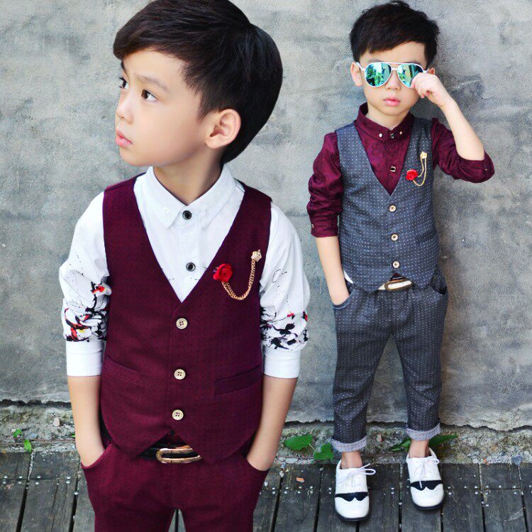 Children's gown boy Playboy performance piano performance Western-style suit boy small host suit Inren fall