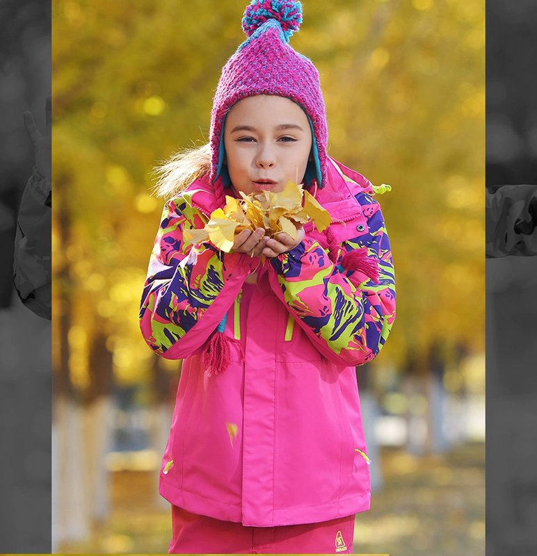 Sporland in áo khoác trẻ em ba-trong-một cậu bé và cô gái cộng với nhung hai mảnh có thể tháo rời quần áo ngoài trời