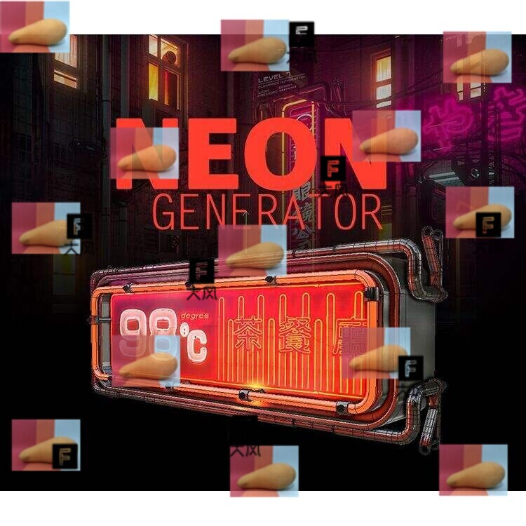 C4D Neon Light Preset Model Hong Kong-Style Light Sign Logo Light Box Advertising Retro Steampunk Industrial Style Model
