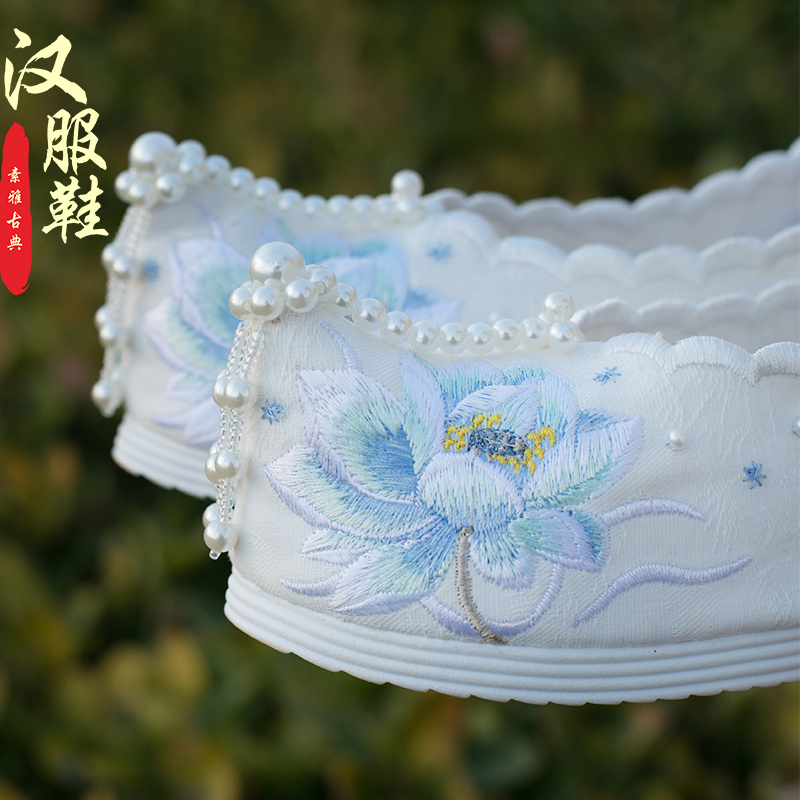 Spring and Autumn Original Traditional Chinese Shoes for Women, Hanfu Shoes, Ancient Style Embroidered Shoes, Height-Increasing Pointed Toe Bow Shoes, Retro Low-Heeled Women's Shoes