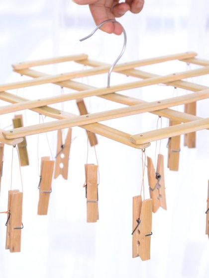 家用多功能竹制折叠晾衣架 夹子挂衣架 袜子内衣晒衣夹晾衣撑子