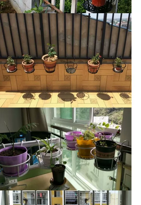 Mua 2 tặng 1 miễn phí lan can ban công châu Âu khung treo hoa bằng sắt rèn hàng rào cửa sổ giá treo chậu hoa bằng da - Kệ