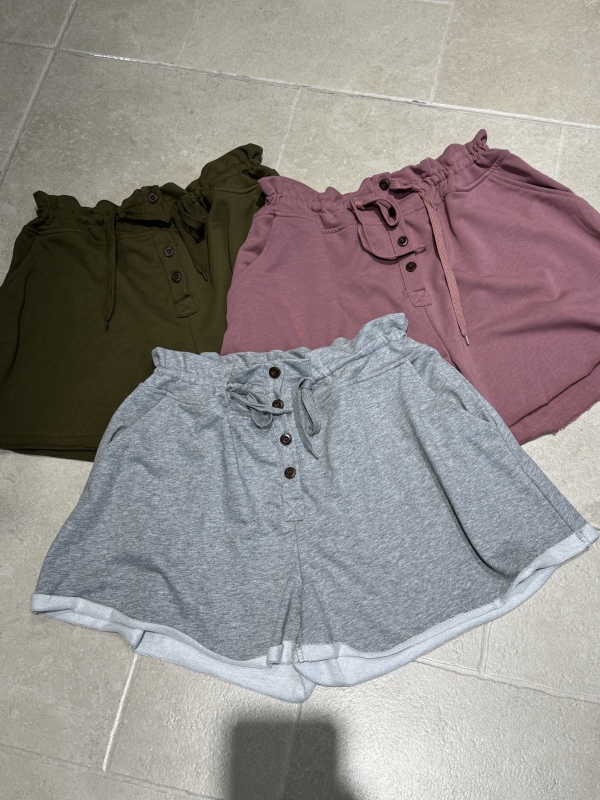 2026 Summer New Korean Fashion Solid Color Button Drawstring Design Casual Pants Elastic Waist Wide-Leg Shorts for Women