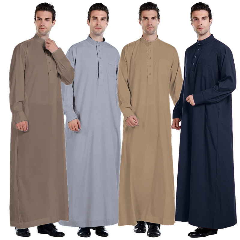 Clothing Arab Thobe Kaftan Muslim Men Robe Long Shirt