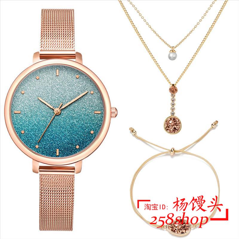 colorful quartz watch shiny necklace bracelet for women girl