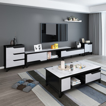 Coffee table TV cabinet combination modern simple small apartment living room background wall decoration cabinet overall furniture film and television cabinet