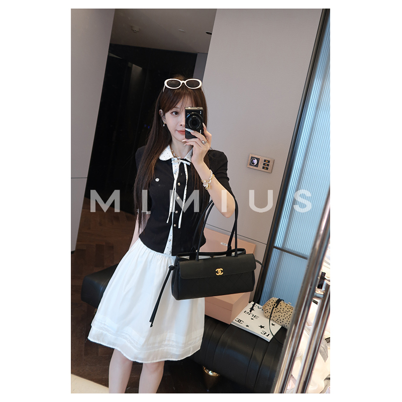 Youlu Academy Style Doll Collar Polka Dot Patchwork Knitted Mid-Sleeve Top Set Women's Summer Two-Piece Skirt Set Youlu Academy Style Doll Collar Polka Dot Patchwork Knitted Mid-Sleeve Top Set Women's Summer Two-Piece Skirt Set