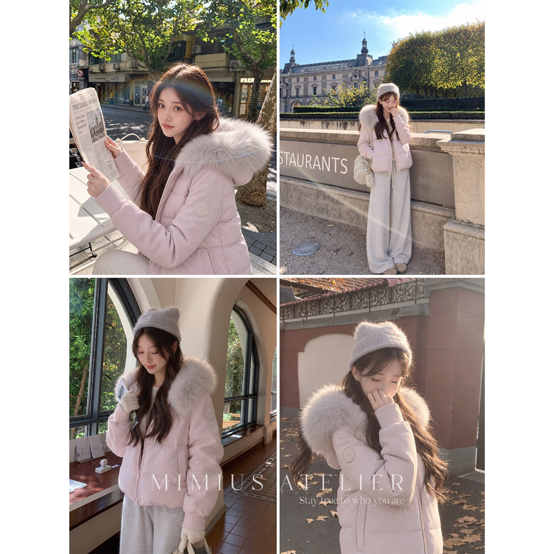 Yoululu New National Standard 95 White Duck down Detachable Fox Fur Collar Hooded down Jacket for Women, Autumn and Winter, Not Bulky Short Coat Yoululu New National Standard 95 White Duck down Detachable Fox Fur Collar Hooded down Jacket for Women, Autumn and Winter, Not Bulky Short Coat