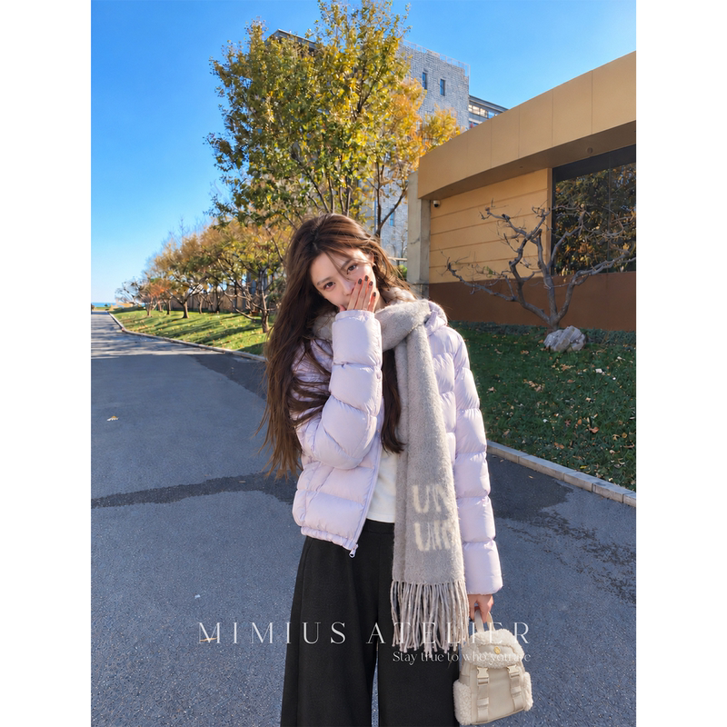 Yoululu Polish Koruda 95 White Goose down Cloud Casual Hooded down Jacket for Women, Autumn and Winter Lightweight Short Coat