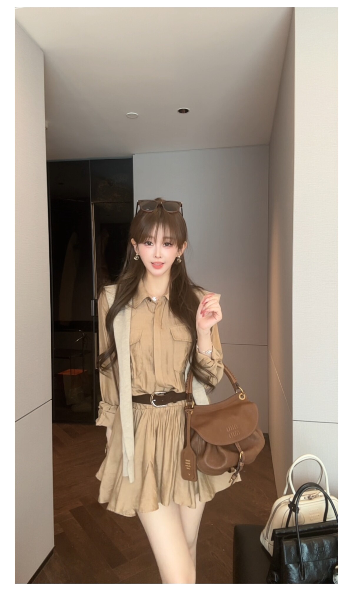 수영하다 사슴 사슴 고급 센스 그는 벤 바람 아마 허리 수축 슬림해 보이는 여성 드레스 가을 26 슈퍼 화재 새로운 품격 워크웨어 치마 상세 이미지 8