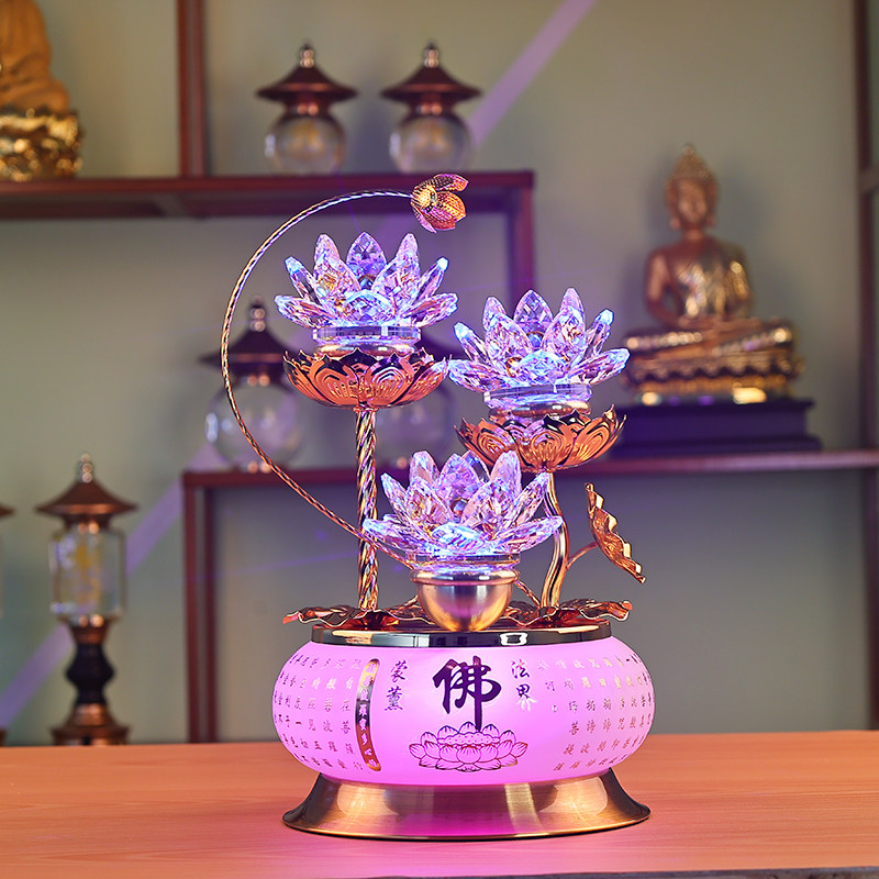 莲花灯佛供灯家用佛前七彩佛台佛堂供佛灯LED长明灯心经佛灯