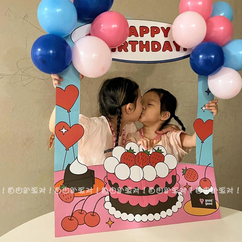 ins wind child hand holding photo photo frame kt board child baby birthday party party decoration arrangement-Taobao