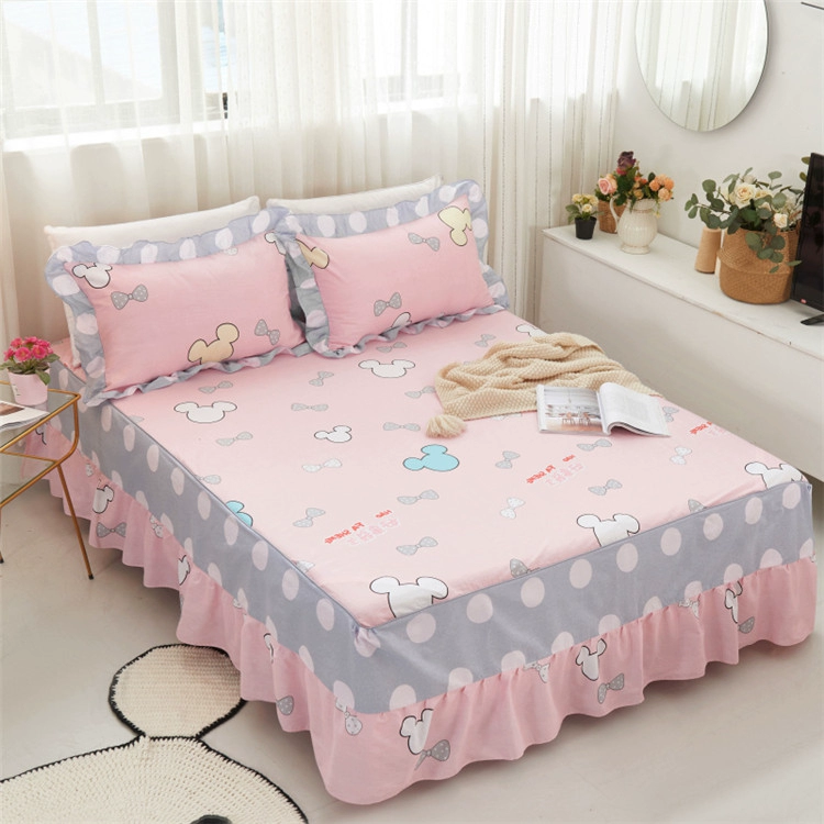 Công chúa Hàn Quốc váy bé gái trải giường đơn mảnh cotton cotton bé gái dễ thương màu hồng 1,2 mét 1,5m1,8 - Váy Petti