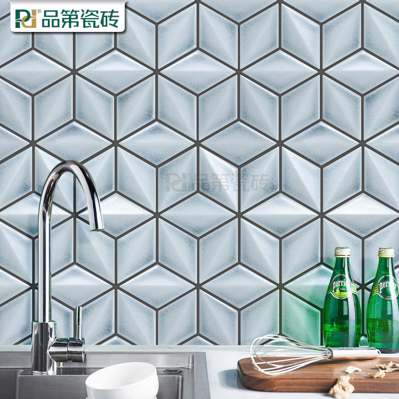 Ceramic Mosaic magnetic brick Makeup Room Background Bathroom Wash Desk Wall Brick Balcony Ink Green Bright Light Ice Cracked Kitchen