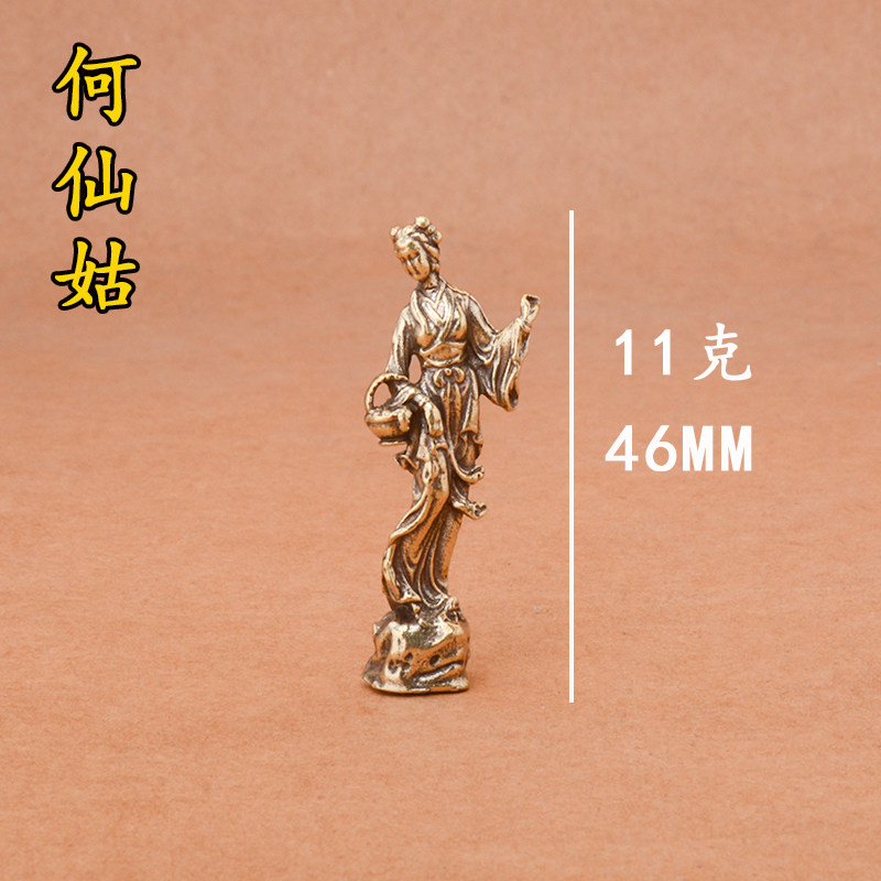 纯黄铜八仙过海铜像桌面摆件古玩杂项铜雕神像工艺品文玩茶宠摆饰-淘宝