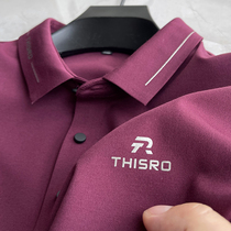 Imported Jinammonia Fabric ~ light and luxurious mens high-end T-shirt long sleeve blouse for middle-aged shirt collar business polo shirt