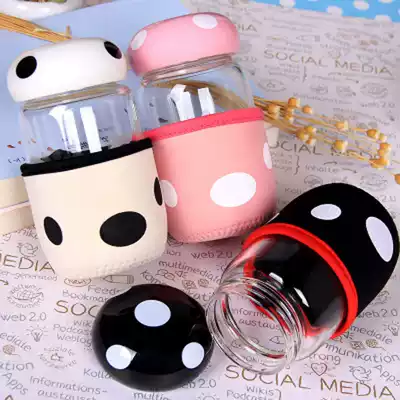 Cloth cover anti-scalding student glass cup advertising Cup gift promotional Cup custom logo printing small gift