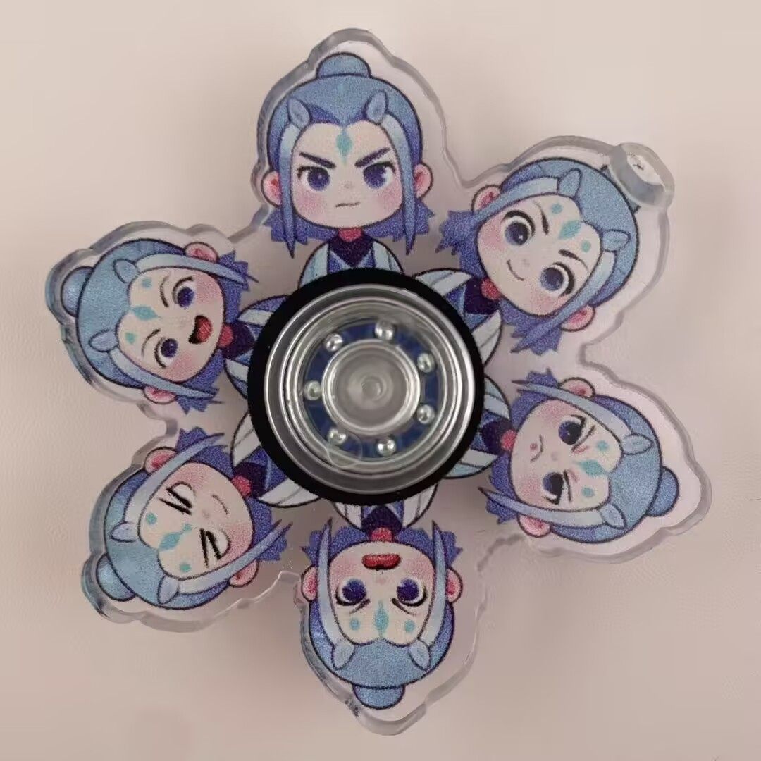 New Nezha Ao Bing Spinning Top Stress Relief Toy Children's Fidget Spinner Decompression Small Toy Classroom Prizes