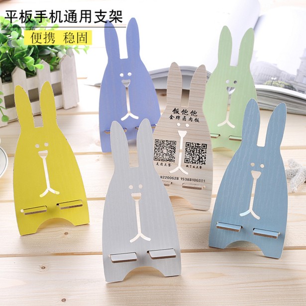 Creative Company Event Small Gift With Hand Gift Cute Jailbreak Rabbit Wooden Phone Rack Nursery customizable