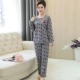 Bà mẹ trung niên mùa xuân và mùa thu đồ ngủ của phụ nữ cotton dài tay Trung niên bà ngoại cộng với phân bón cotton XL phù hợp