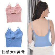 Sexual beauty back sleeveless V-neck suspenders wear solid color tops in spring outside slim bottom vest female ins tide