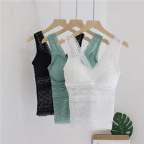 Lace suspender shirt Womens belt chest pad with thin vest vest style gathering bra beautiful back can wear base shirt