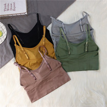 Han Fei home 2020 early spring new Korean version of the heart machine female sexy slip shoulder top color wrap chest sling female tide