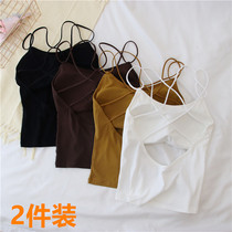 2020 Summer new sexy cross back halter with small vest without steel ring suspender top female base shirt