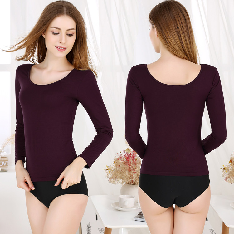 Modal thin flesh-colored low-neck collar long-sleeved performance dance clothes top tight black spring and summer bottoming shirt women - Taobao